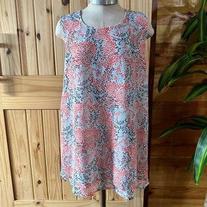 Fever Womens Orange/Blue Paisley Print Sleeveless Tunic Top L
